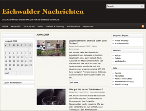 Bildschirmfoto der Eichwalder Nachrichten
